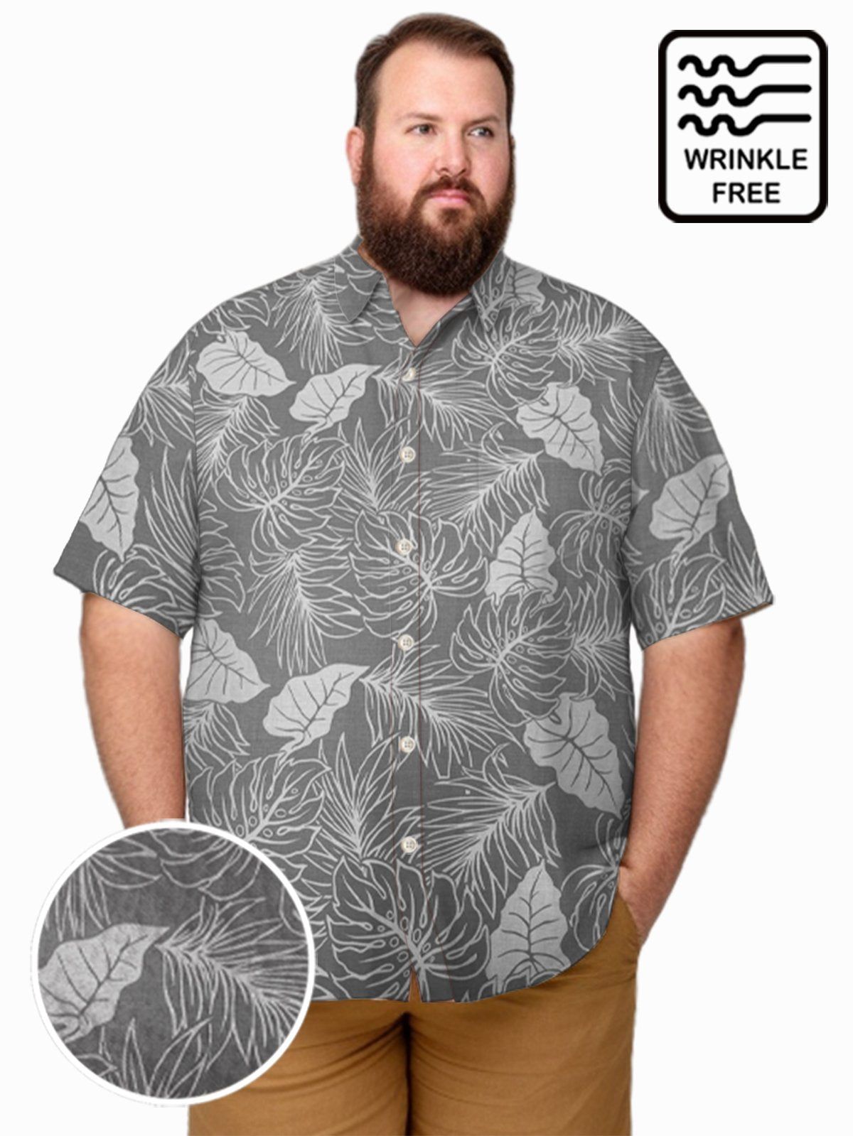 Big & Tall Hawaii Monstera Deliciosa Free Seersucker Shirts Design 01