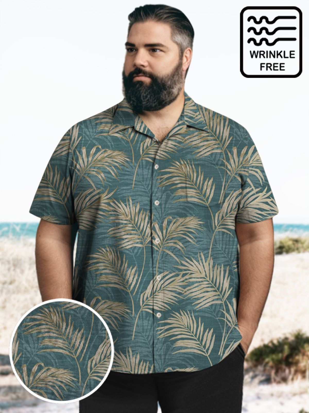 Big & Tall Hawaii Palm Leaf Free Seersucker Shirt Big & Tall Hawaii Palm Leaf Free Seersucker Shirt