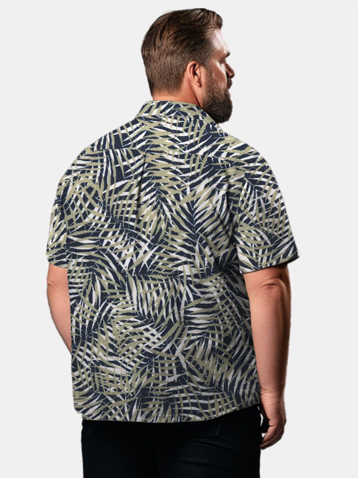 Big & Tall Hawaii Palm Leaf Free Seersucker Shirts Design 01