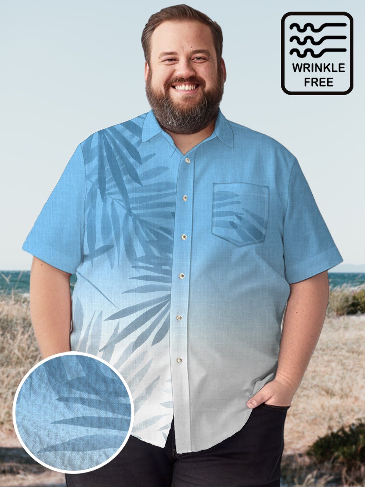 Big & Tall Hawaii Palm Tree Free Seersucker Art Tie-Dye Shirt Big & Tall Hawaii Palm Tree Free Seersucker Art Tie-Dye Shirt