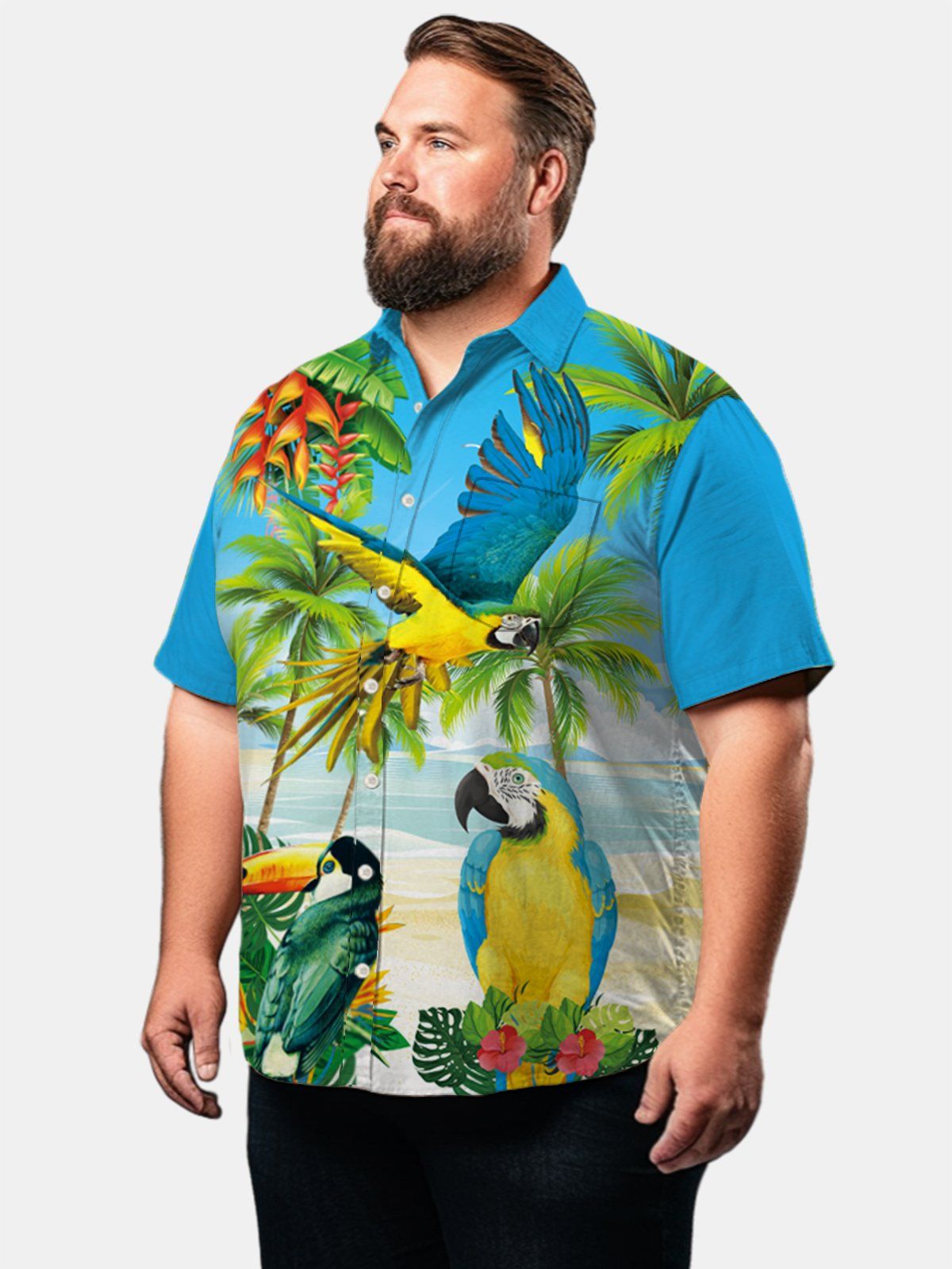 Big & Tall Hawaii Parrot Quick Drying Shirt Big & Tall Hawaii Parrot Quick Drying Shirt