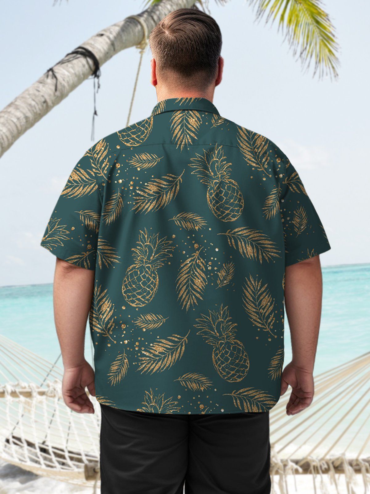 Big & Tall Hawaii Pineapple Palm Leaf Quick Drying Shirt