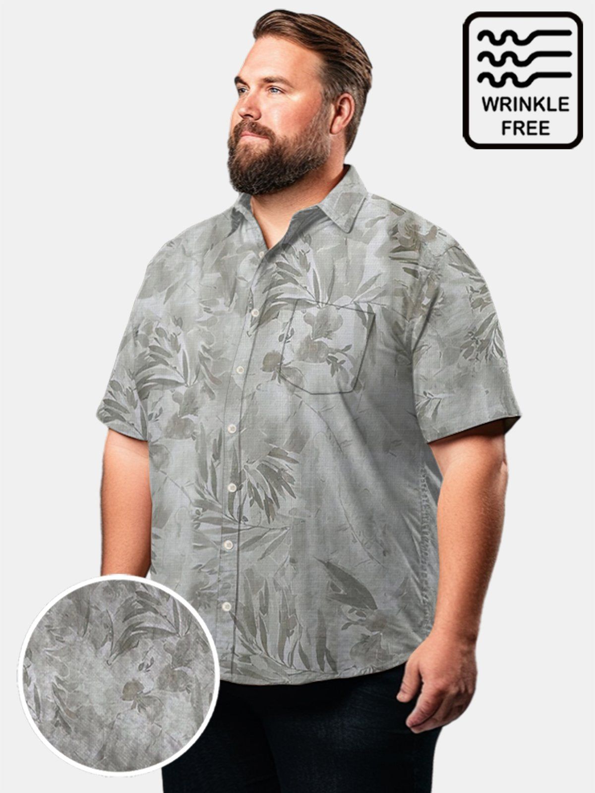 Big & Tall Hawaii Plant Free Seersucker Shirt Big & Tall Hawaii Plant Free Seersucker Shirt