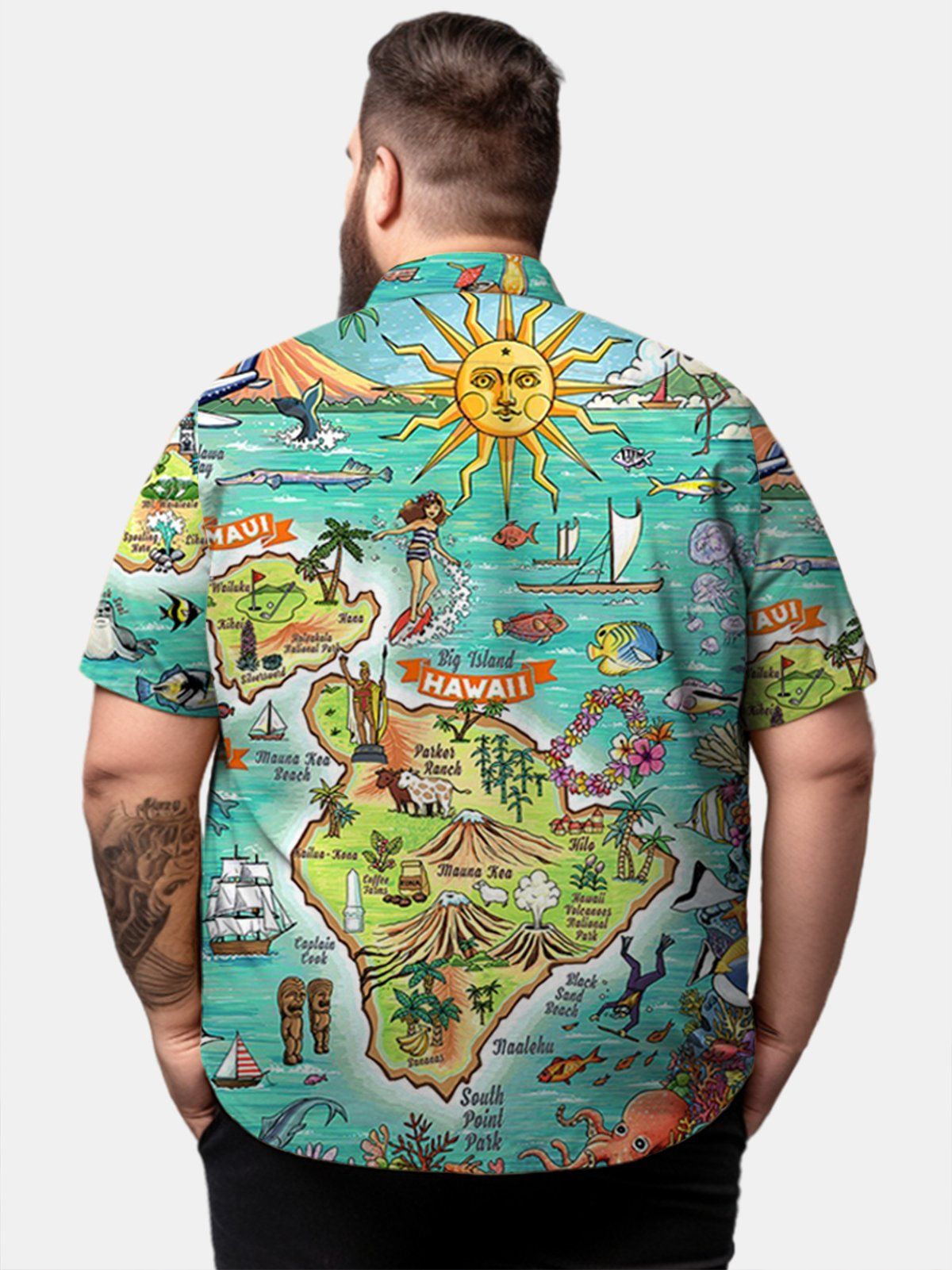 Big & Tall Hawaii Play Map Free Seersucker Shirt