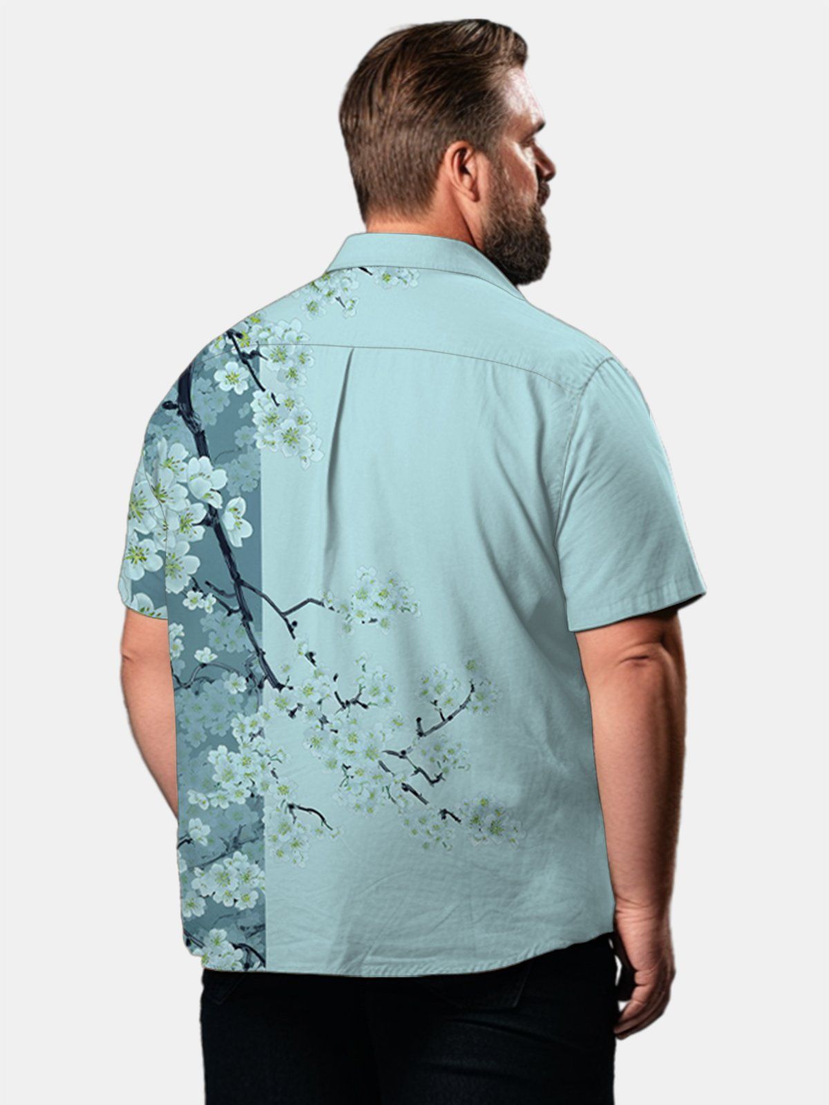 Big & Tall Hawaii Plum Blossom Free Seersucker Shirt