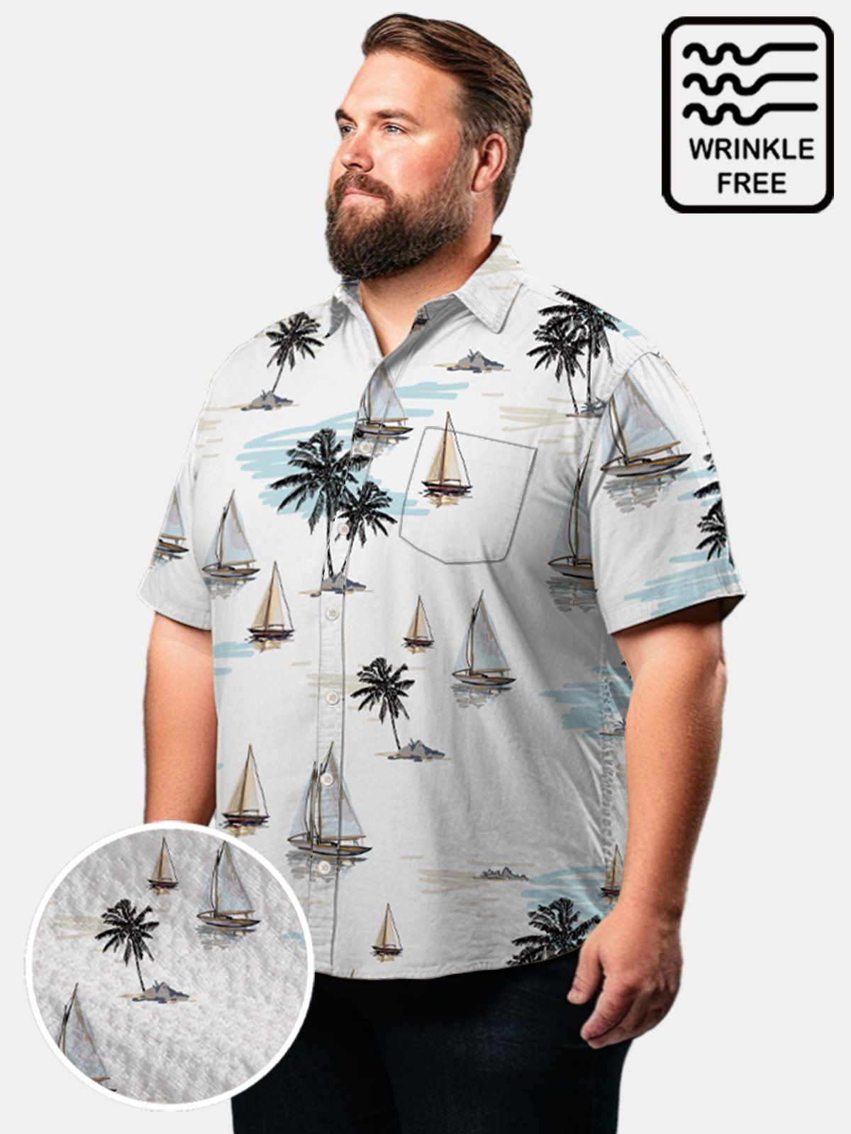 Big & Tall Hawaii Sailboat Navigation Free Seersucker Shirt Big & Tall Hawaii Sailboat Navigation Free Seersucker Shirt