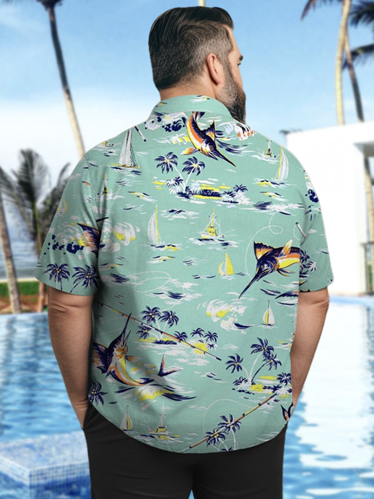 Big & Tall Hawaii Sailfish Sea Island Coconut Free Seersucker Shirts