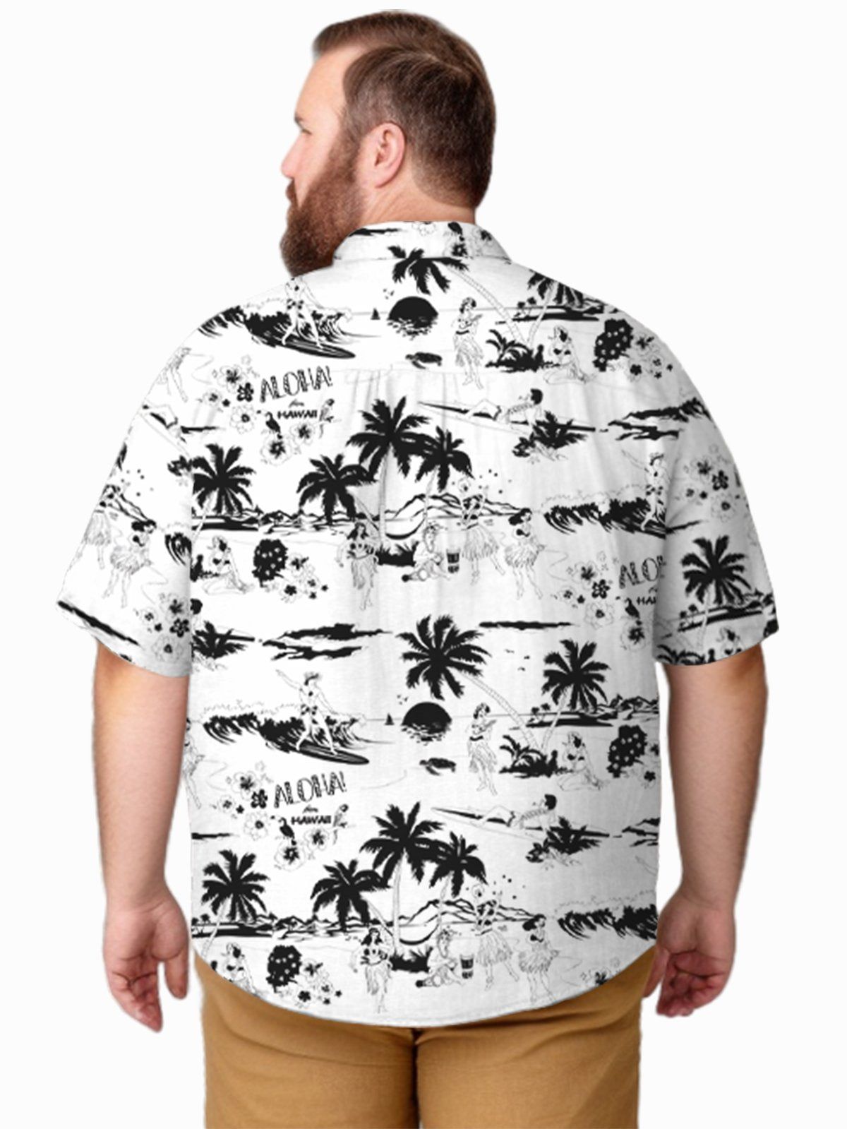 Big & Tall Hawaii Sea Lsland Coconut Tree Surf Free Seersucker Shirt