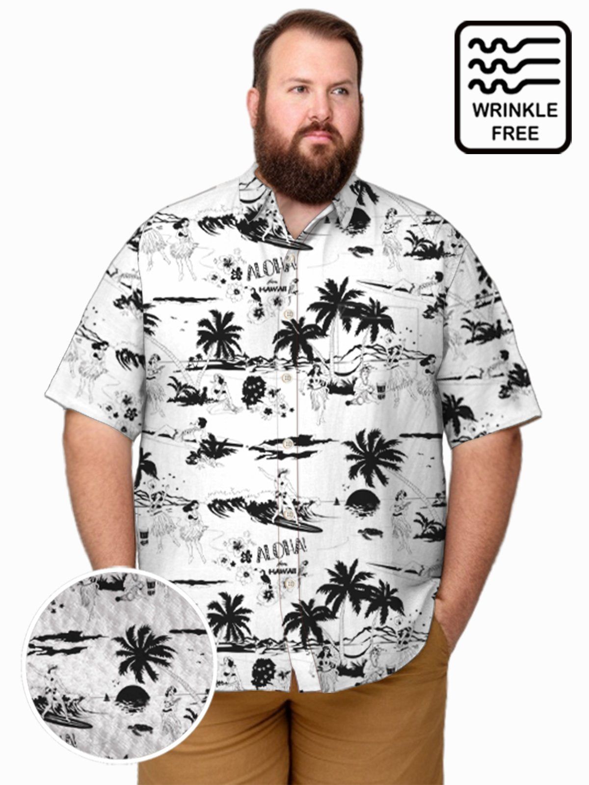 Big & Tall Hawaii Sea Lsland Coconut Tree Surf Free Seersucker Shirt Big & Tall Hawaii Sea Lsland Coconut Tree Surf Free Seersucker Shirt