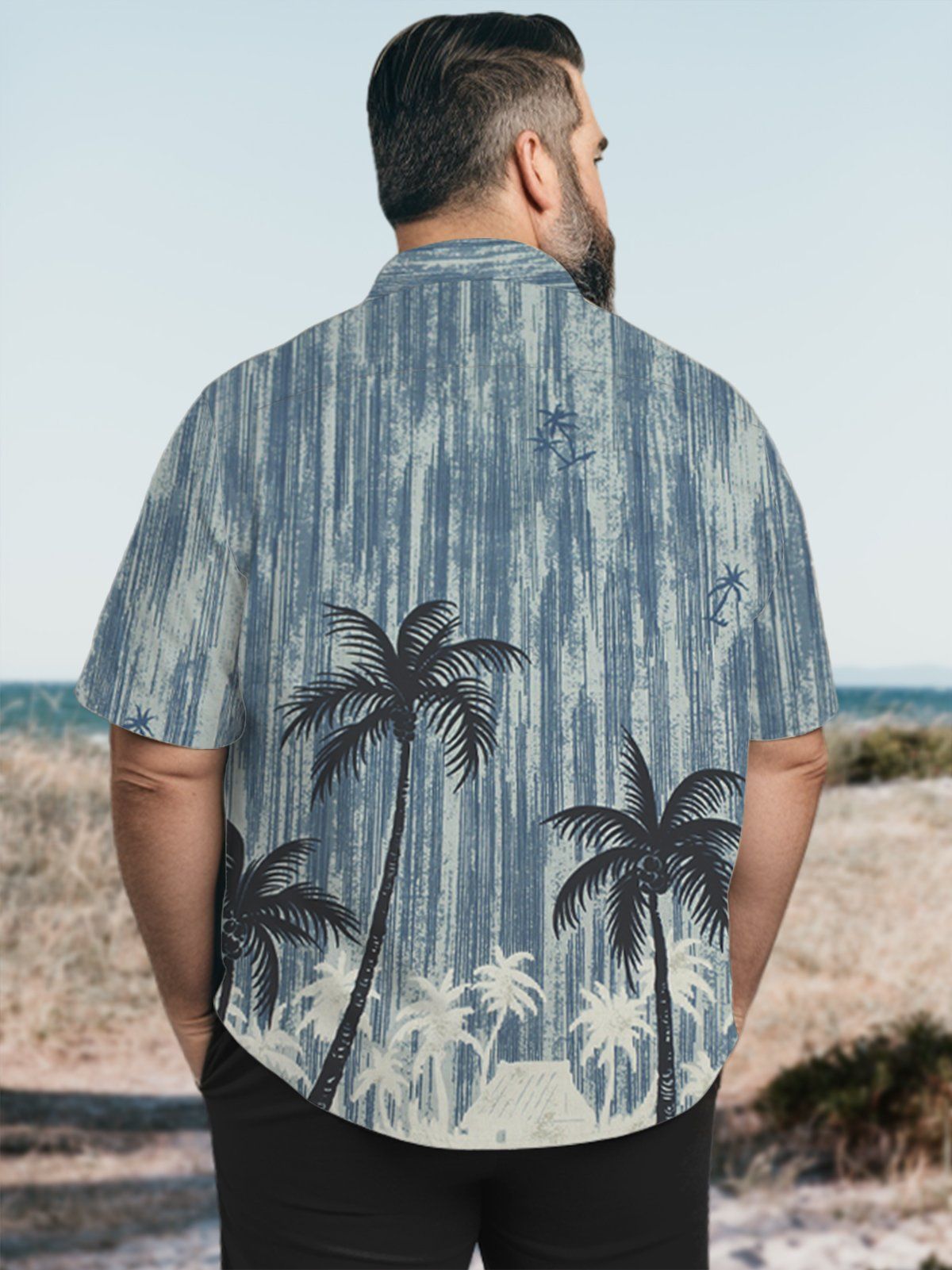 Big & Tall Hawaii Striped Coconut Tree Free Seersucker Shirts