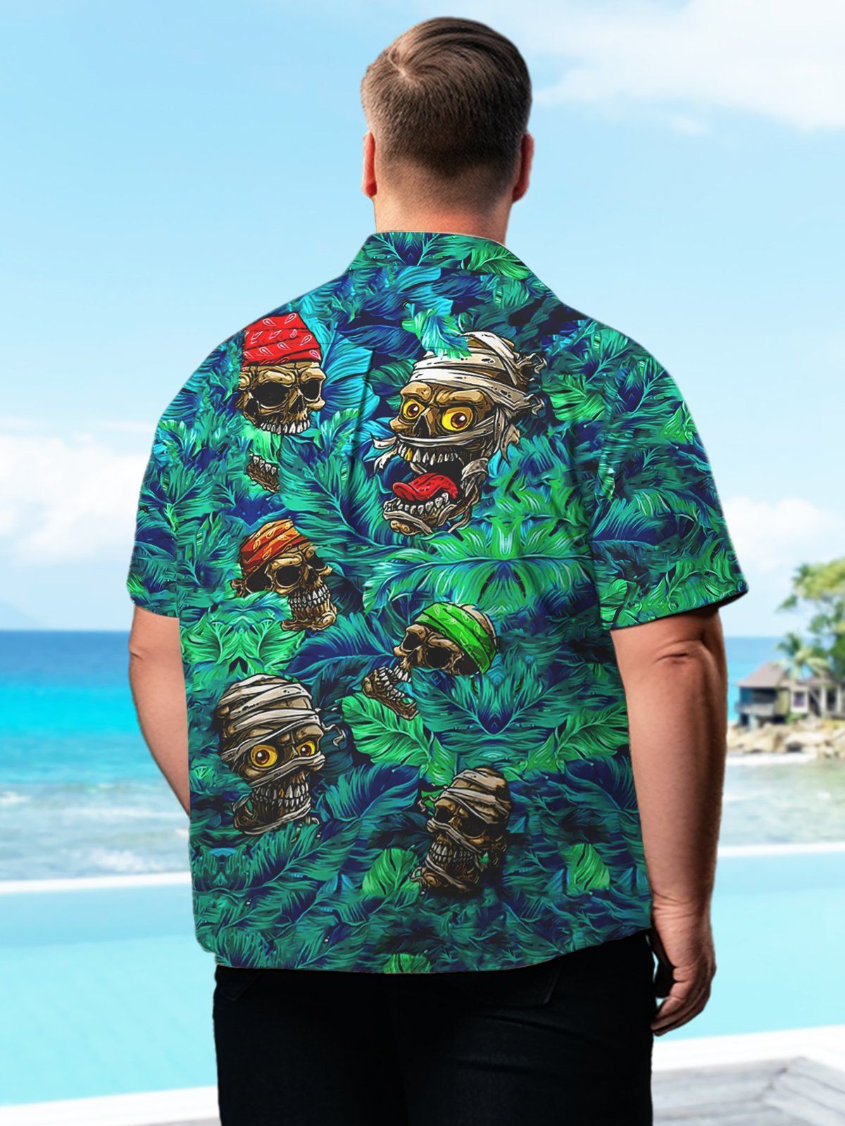 Big & Tall Hawaii Terror Skull Plant Shirt