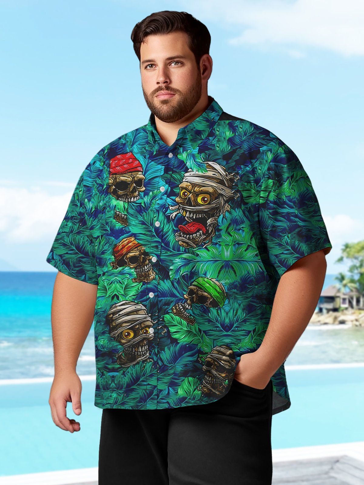 Big & Tall Hawaii Terror Skull Plant Shirt Big & Tall Hawaii Terror Skull Plant Shirt