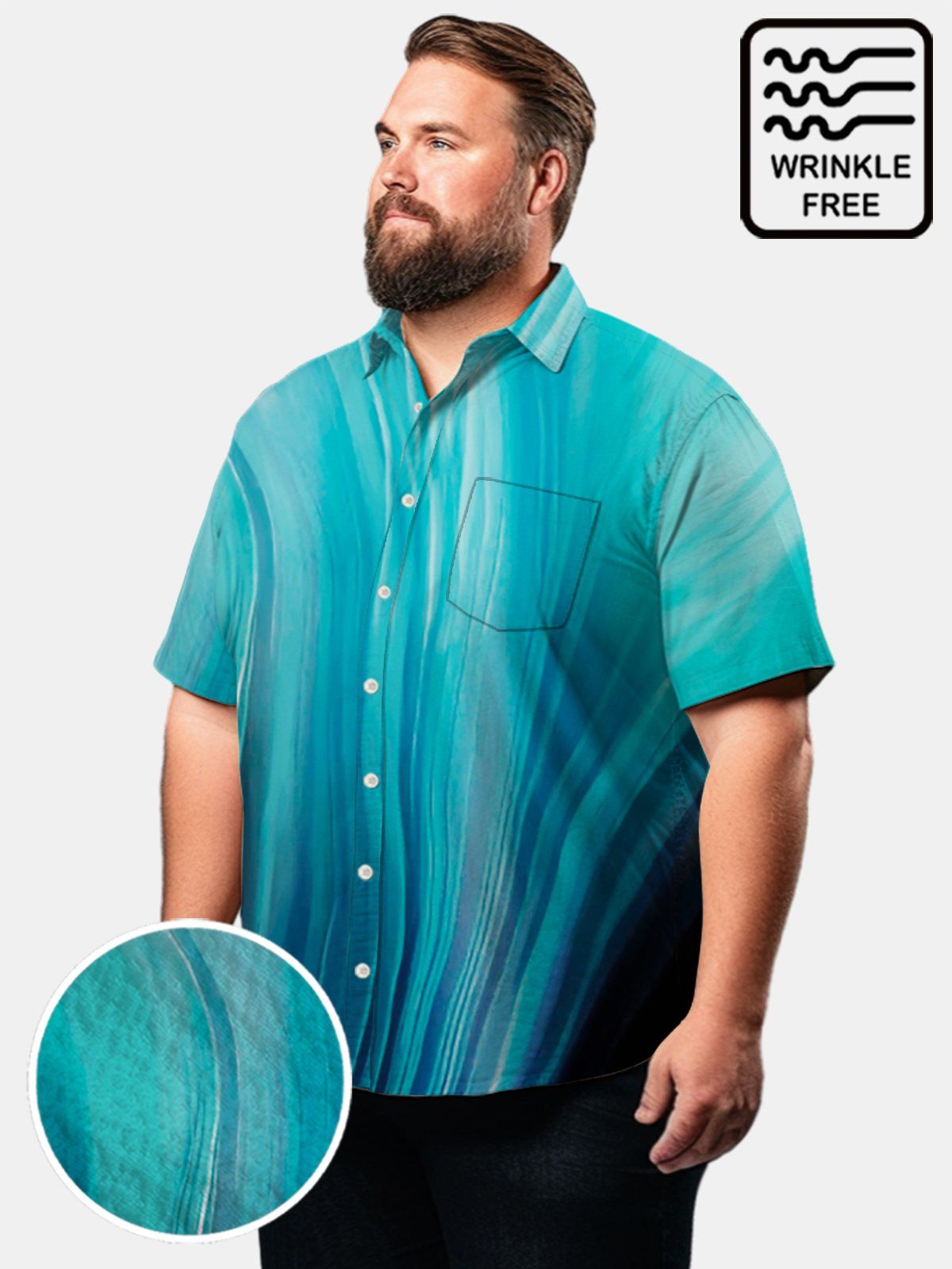 Big & Tall Hawaii Tie-Dye Fringe Free Seersucker Shirt Big & Tall Hawaii Tie-Dye Fringe Free Seersucker Shirt