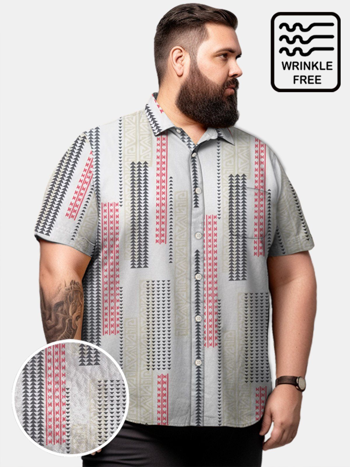 Big & Tall Hawaii Tribal Tattoo Free Seersucker Shirt