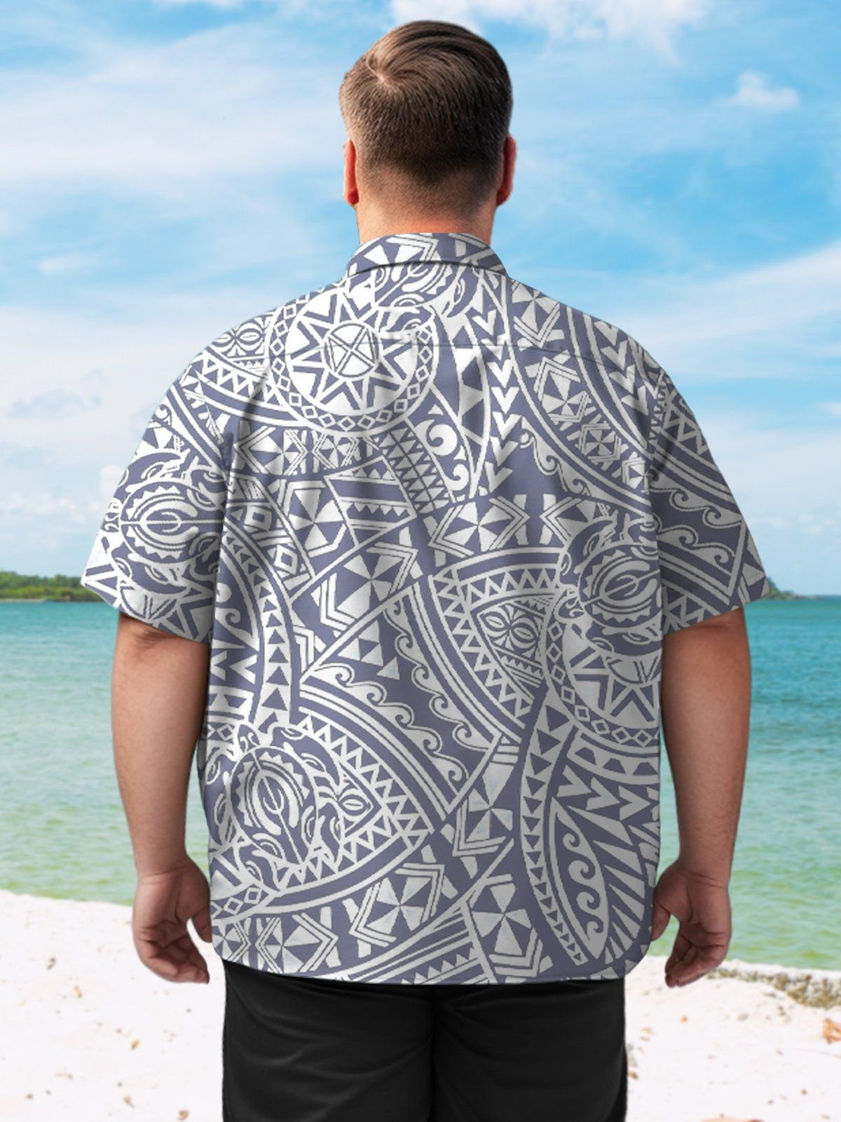 Big & Tall Hawaii Tribal Totem Tattoo Free Seersucker Shirt