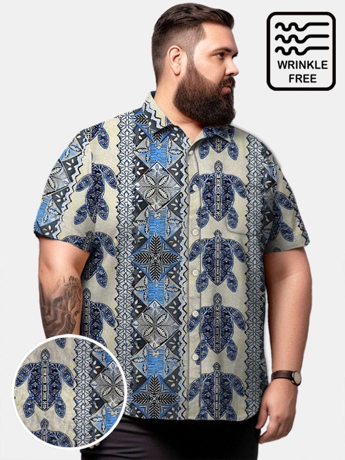 Big & Tall Hawaii Turtle Free Seersucker Shirt Big & Tall Hawaii Turtle Free Seersucker Shirt