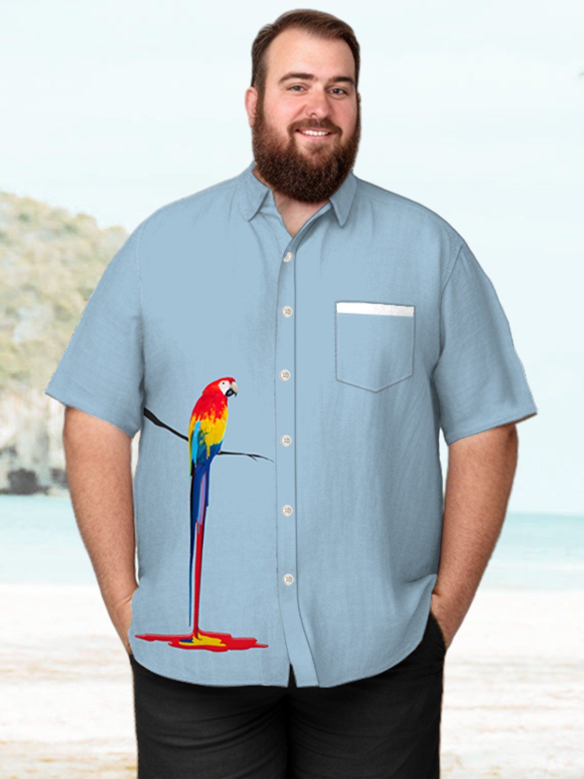 Big & Tall Hawaiian Art Dye Parrot Shirt Big & Tall Hawaiian Art Dye Parrot Shirt