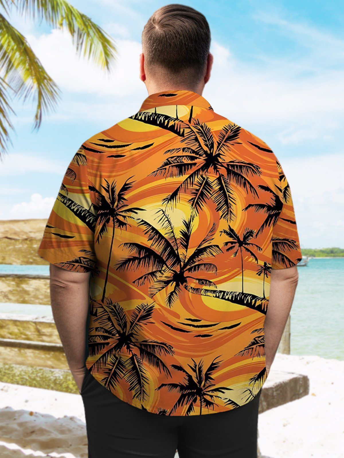 Big & Tall Hawaiian Coconut Tree Vortex Shirt