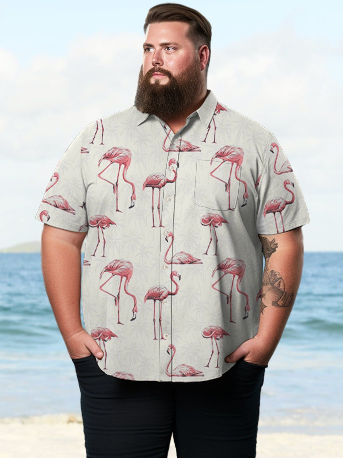 Big & Tall Hawaiian Flamingos Shirt Big & Tall Hawaiian Flamingos Shirt