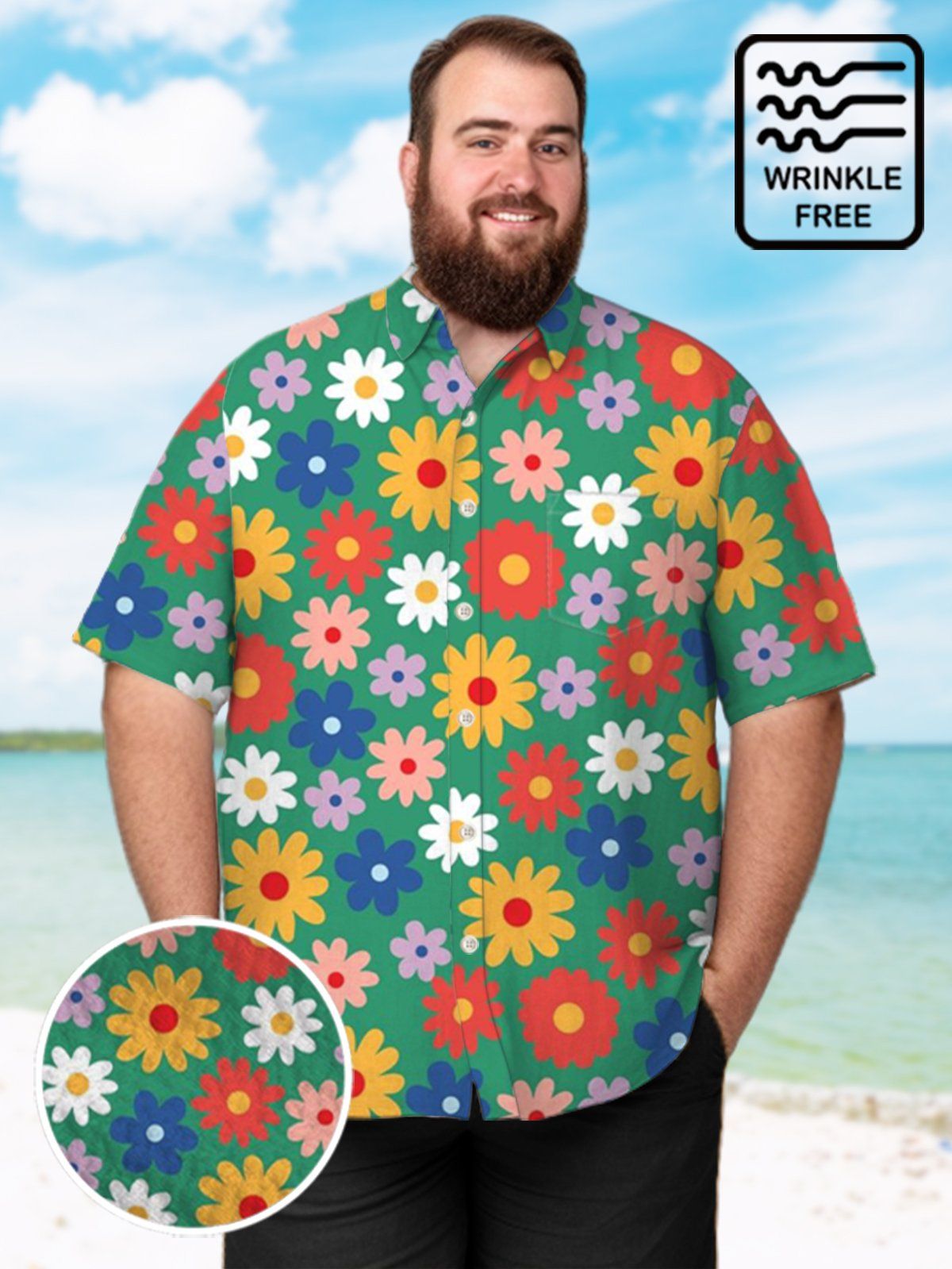 Big & Tall Hawaiian Flowers Art Magritte Shirts Design 01 Big & Tall Hawaiian Flowers Art Magritte Shirts Design 01