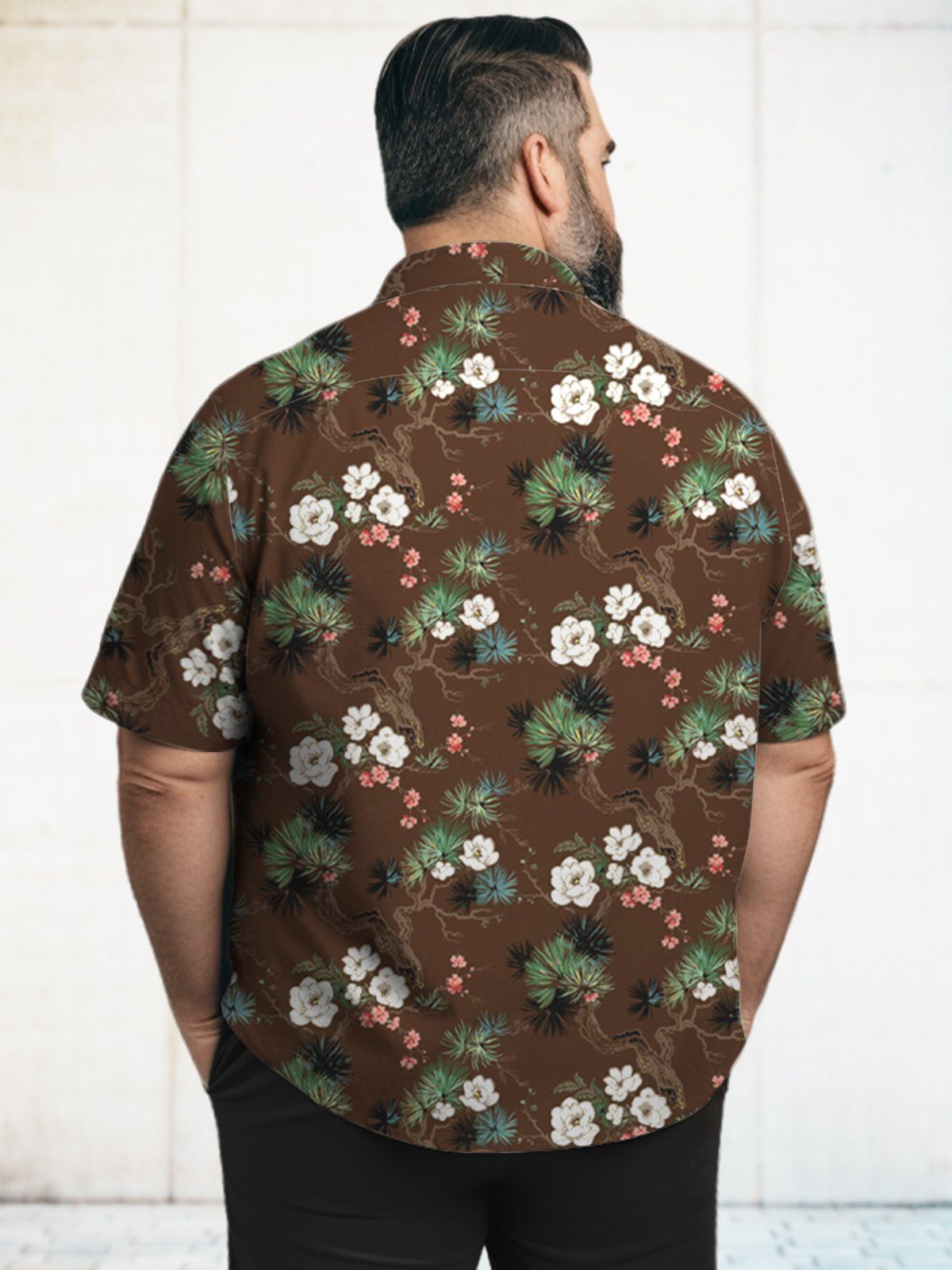 Big & Tall Hawaiian Flowers Pine Shirt