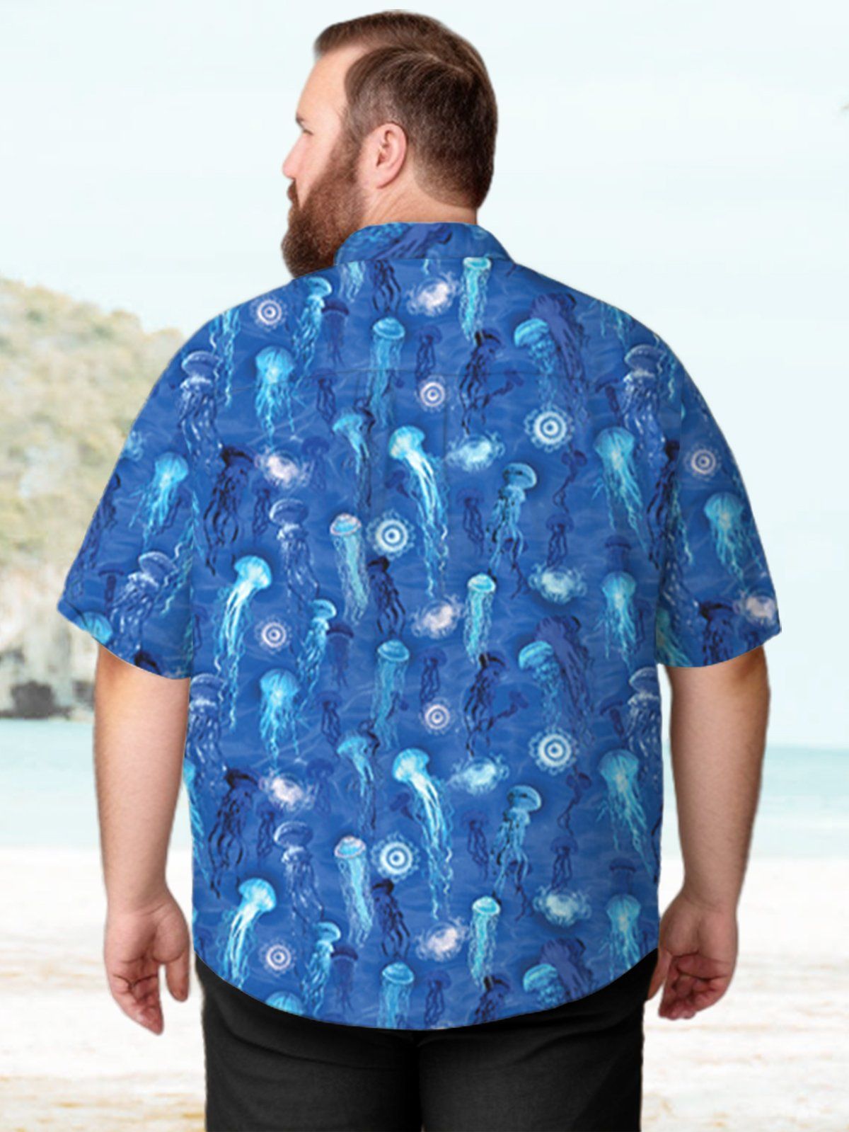 Big & Tall Hawaiian Ocean Jellyfish Free Seersucker Shirt