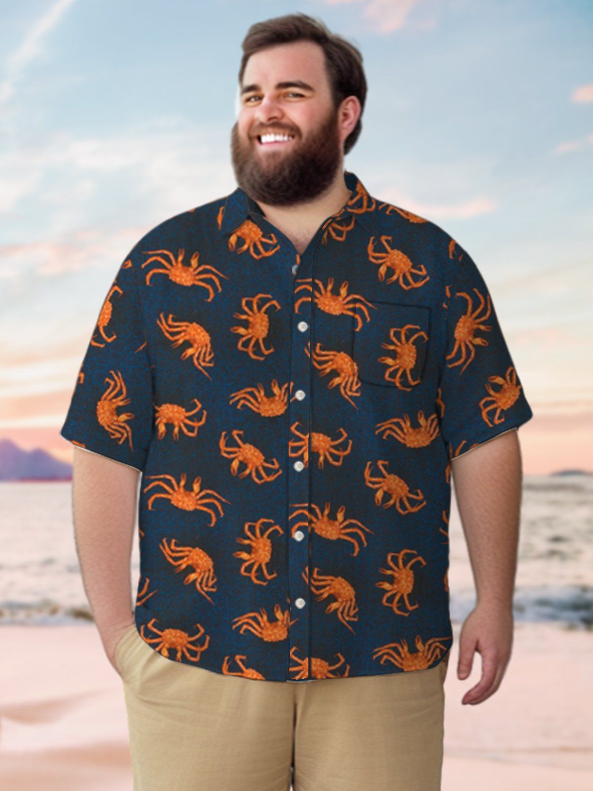 Big & Tall Hawaiian Style King Crab Shirts Design 01 Big & Tall Hawaiian Style King Crab Shirts Design 01