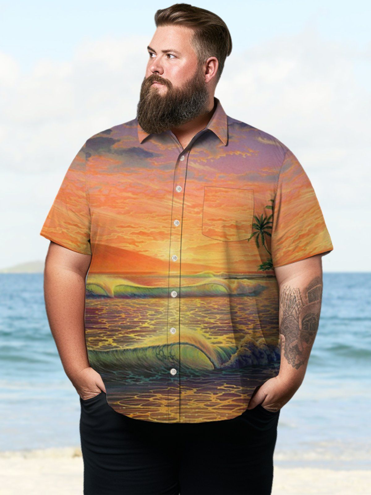 Big & Tall Hawaiian Sunset Beach Shirt Big & Tall Hawaiian Sunset Beach Shirt