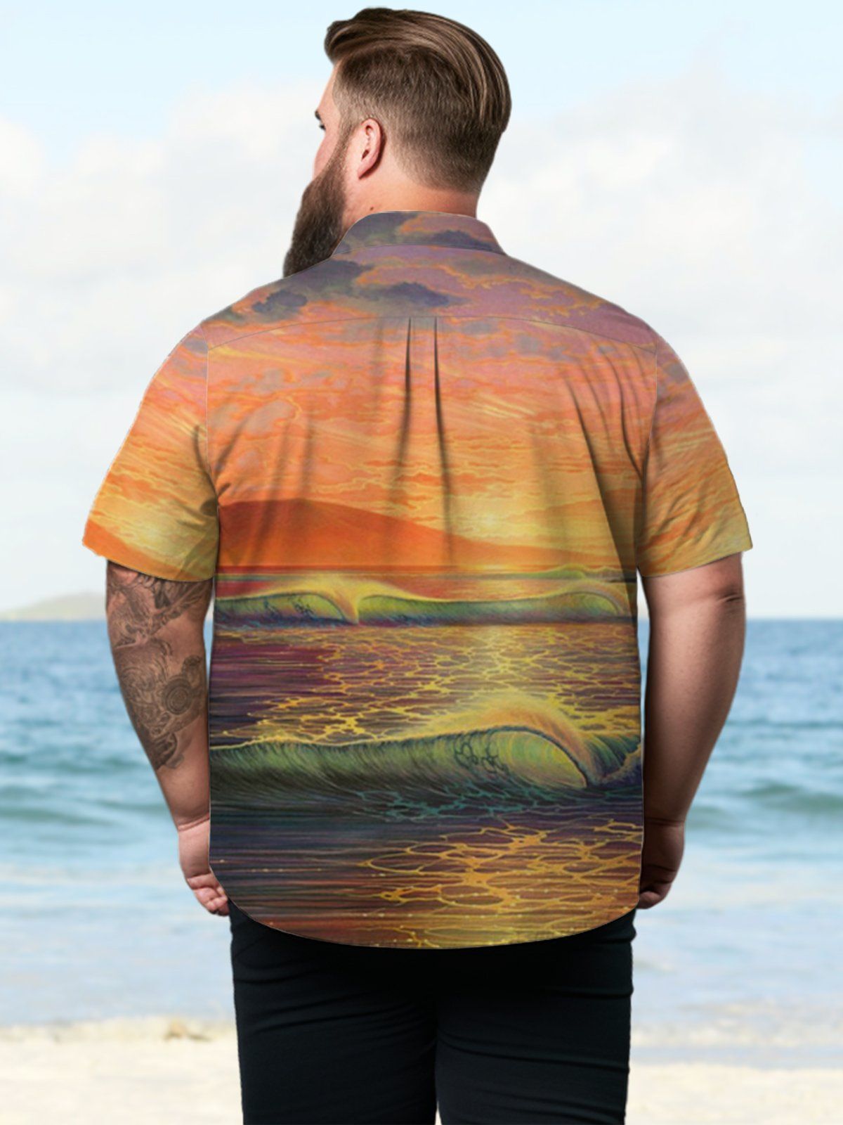 Big & Tall Hawaiian Sunset Beach Shirt