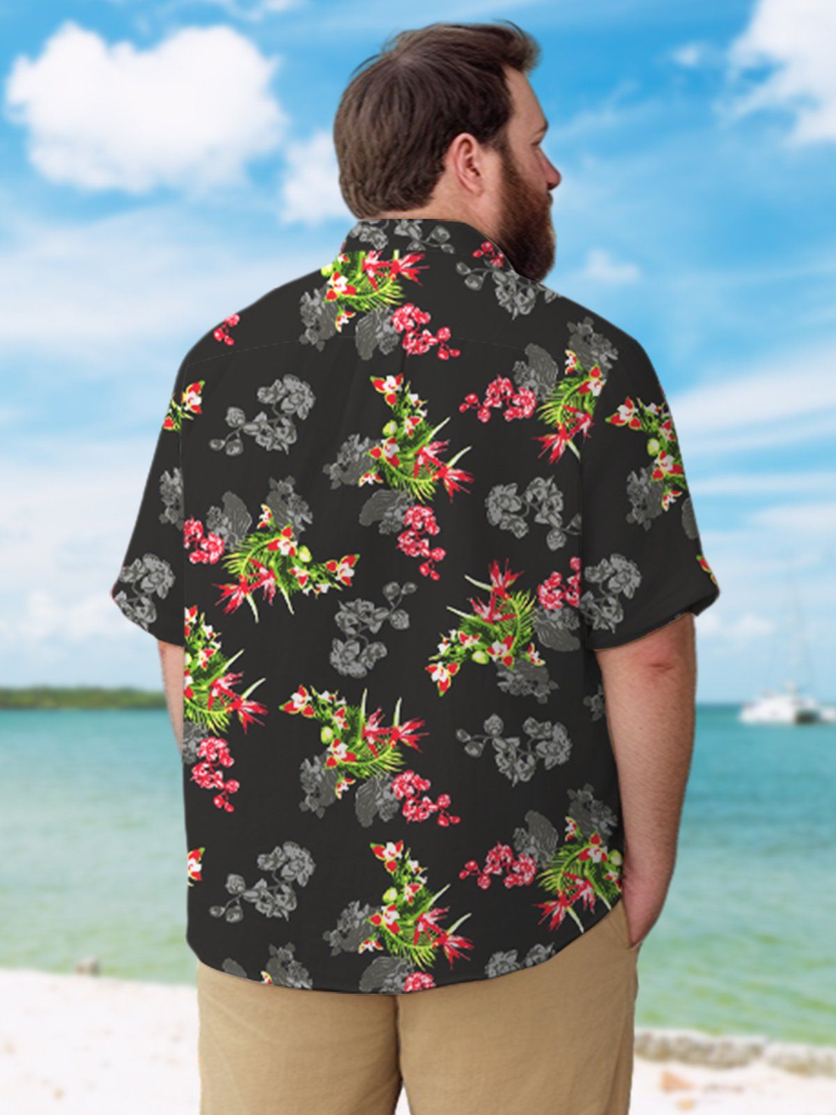 Big & Tall Hawaiian Tropical Plants Flowers Shirt