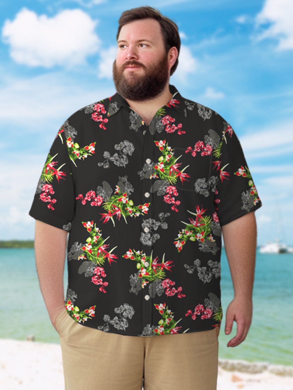 Big & Tall Hawaiian Tropical Plants Flowers Shirts Design 01 Big & Tall Hawaiian Tropical Plants Flowers Shirts Design 01