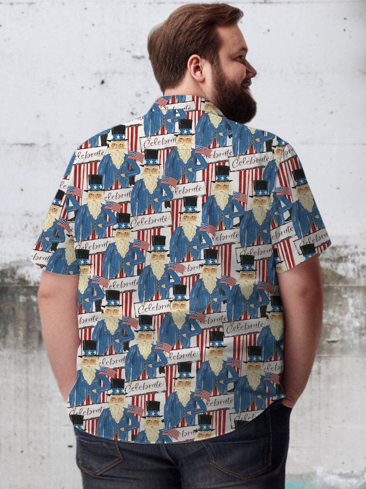 Big & Tall Holiday Celebration Flag Hawaiian Shirt