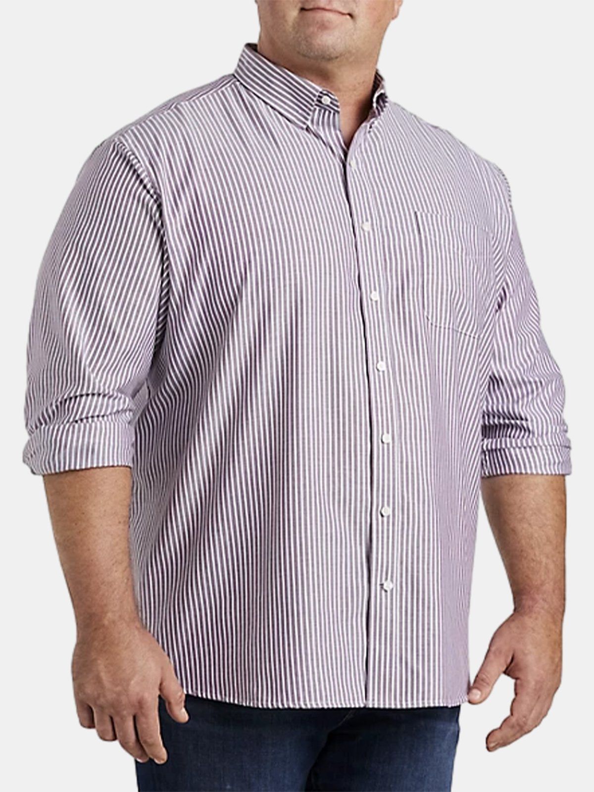 Big & Tall Home Breathable Pink and White Striped Hawaiian Shirt Big & Tall Home Breathable Pink and White Striped Hawaiian Shirt