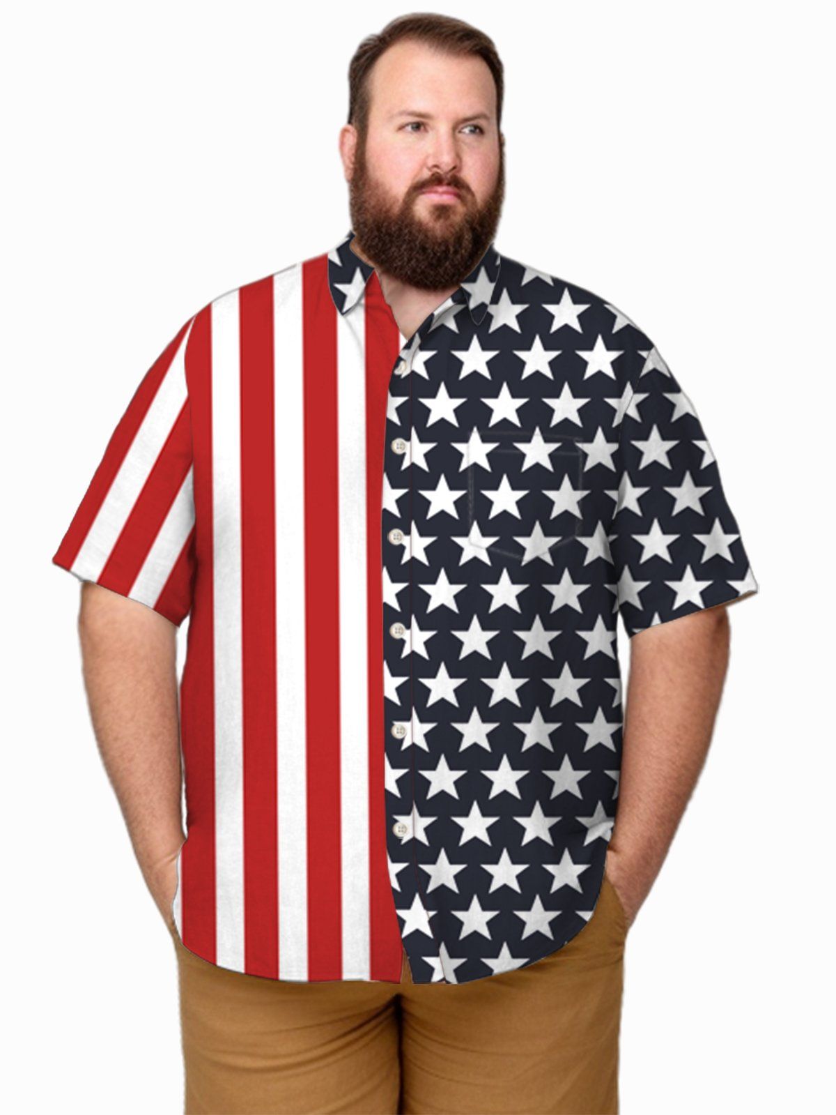 Big & Tall Men Casual American Flag QuickDry Shirts Big & Tall Men Casual American Flag QuickDry Shirts
