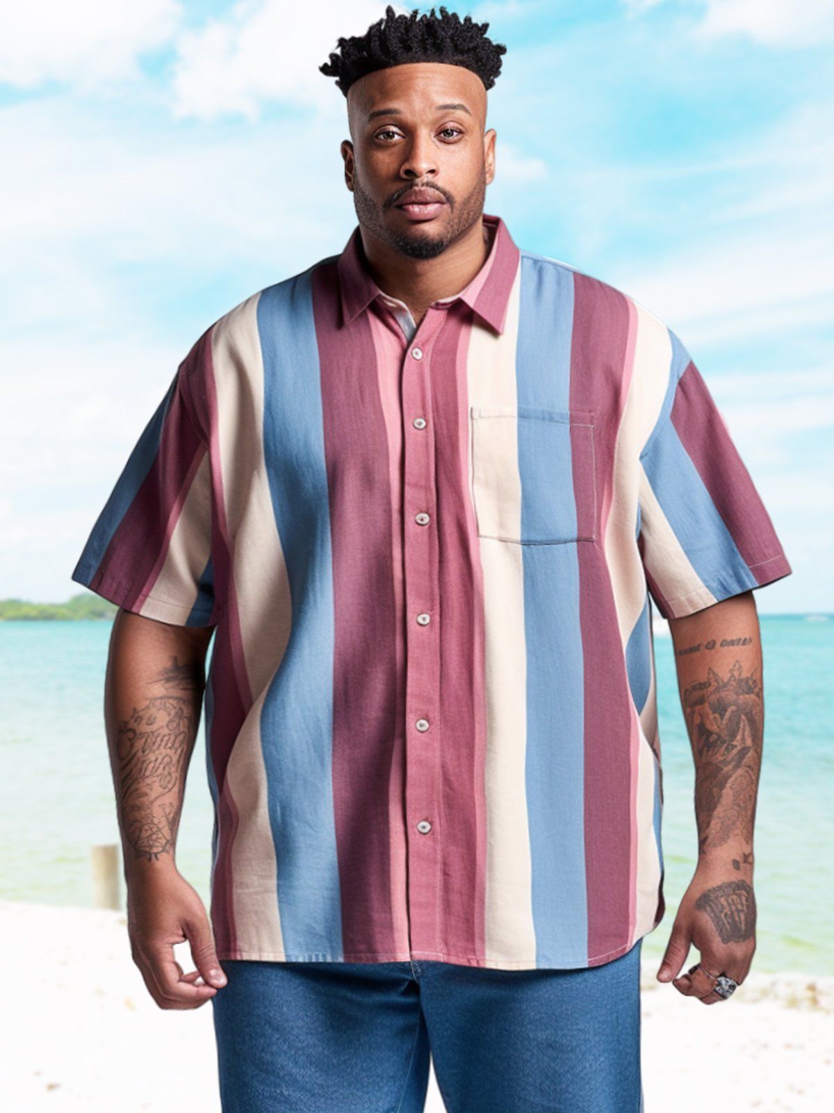 Big & Tall Men Casual Singular Stripe Shirts Big & Tall Men Casual Singular Stripe Shirts