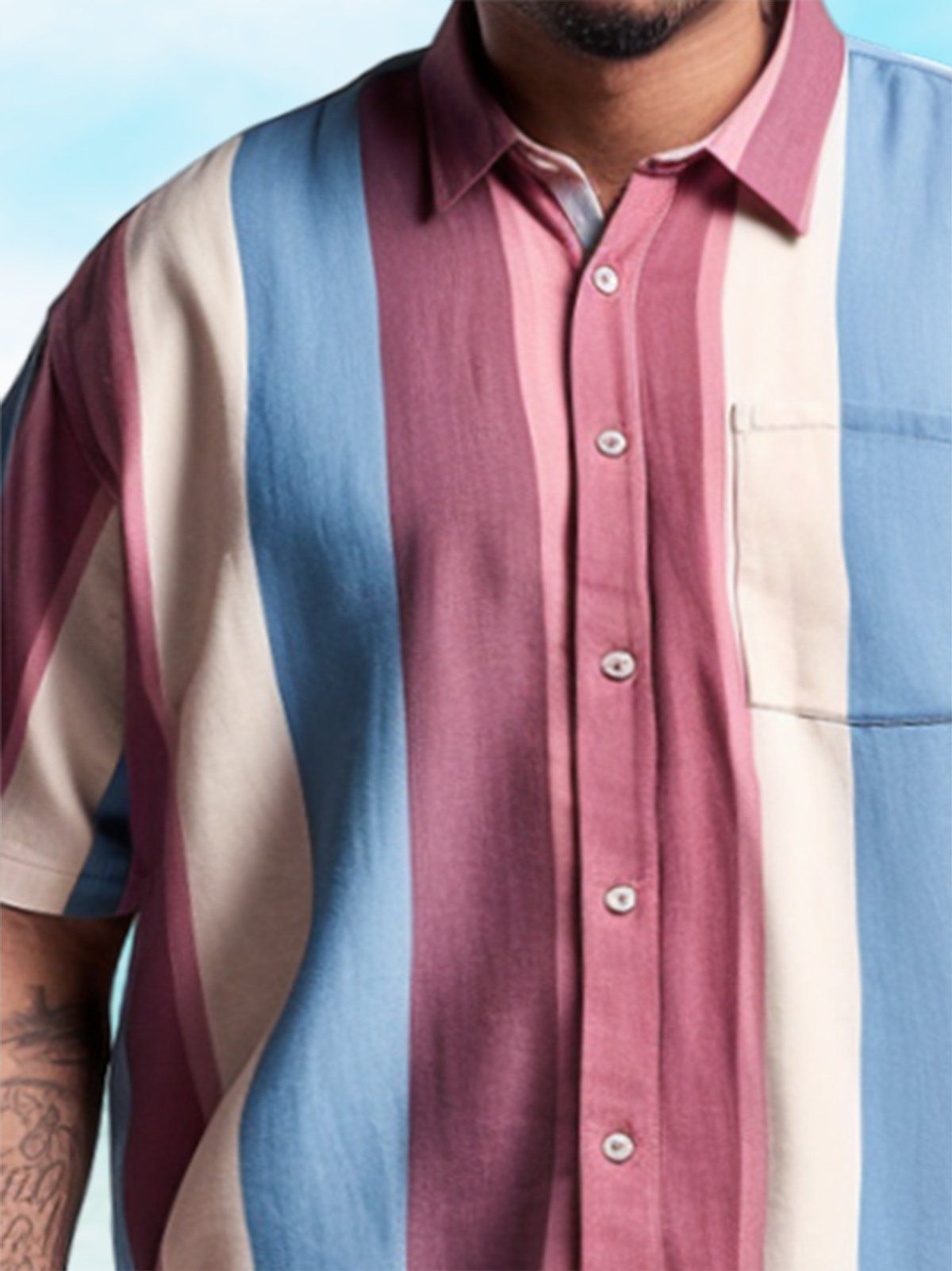 Big & Tall Men Casual Singular Stripe Shirts
