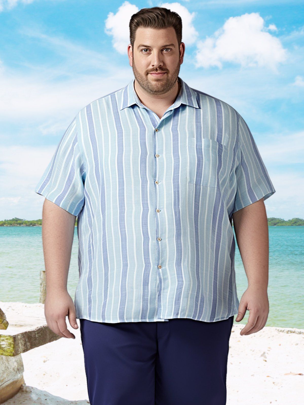 Big & Tall Men Casual Stripe Shirts Design 02 Big & Tall Men Casual Stripe Shirts Design 02