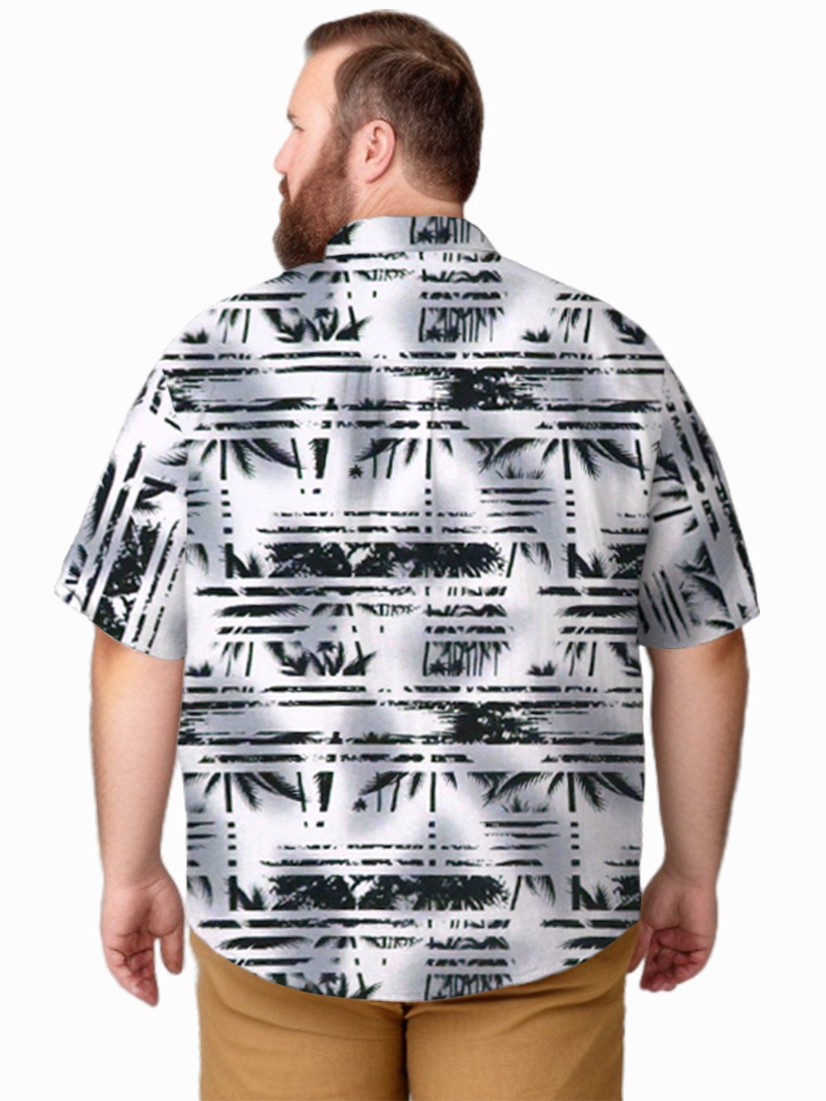 Big & Tall Men Hawaii Coconut Tree Stripe Seersucker Shirts