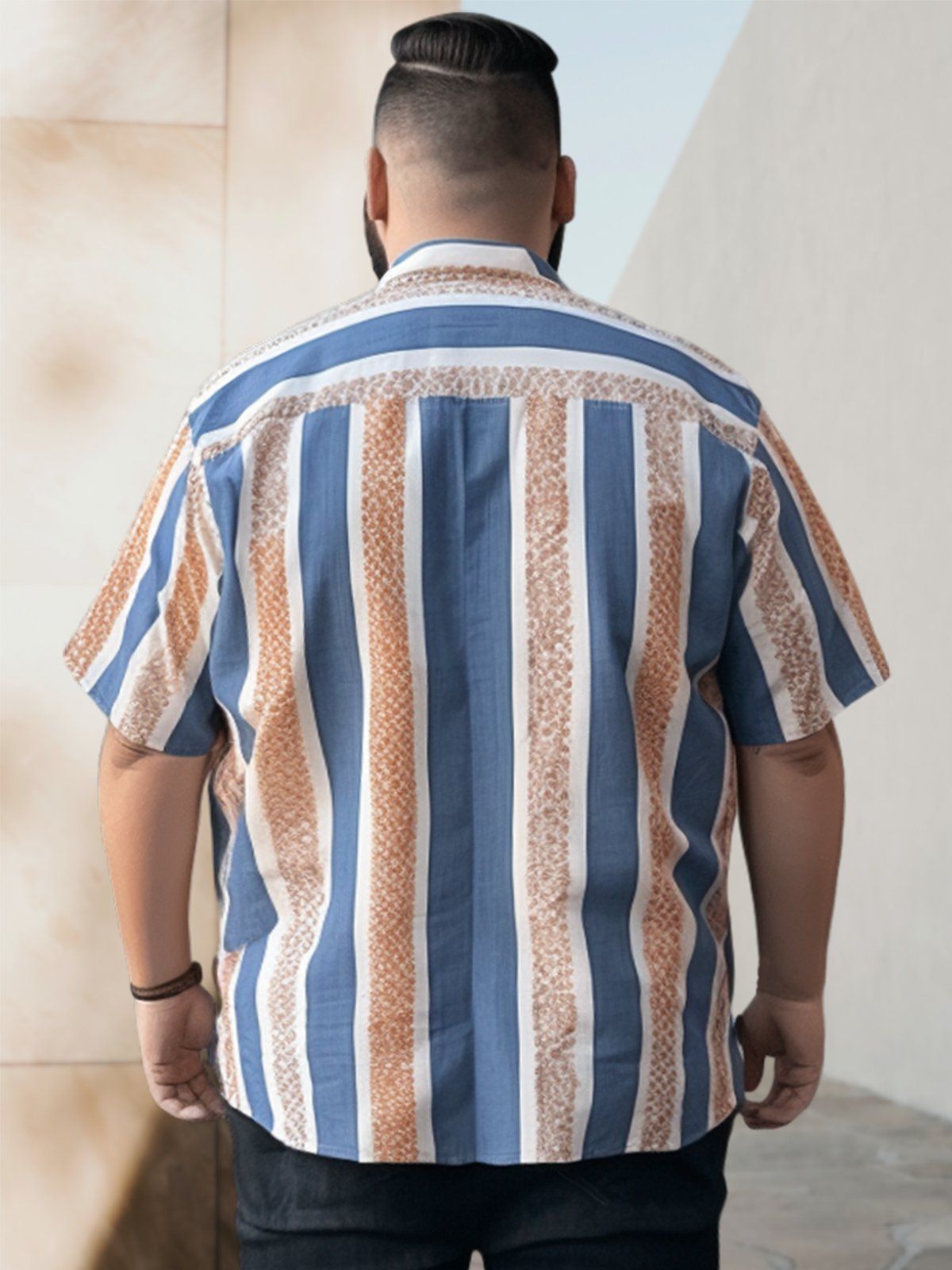 Big & Tall Men Retro Bowling Stripe Seersucker Shirts