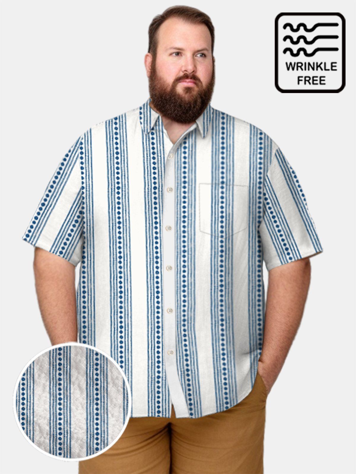 Big & Tall Men Retro Fringe Seersucker Shirts Big & Tall Men Retro Fringe Seersucker Shirts