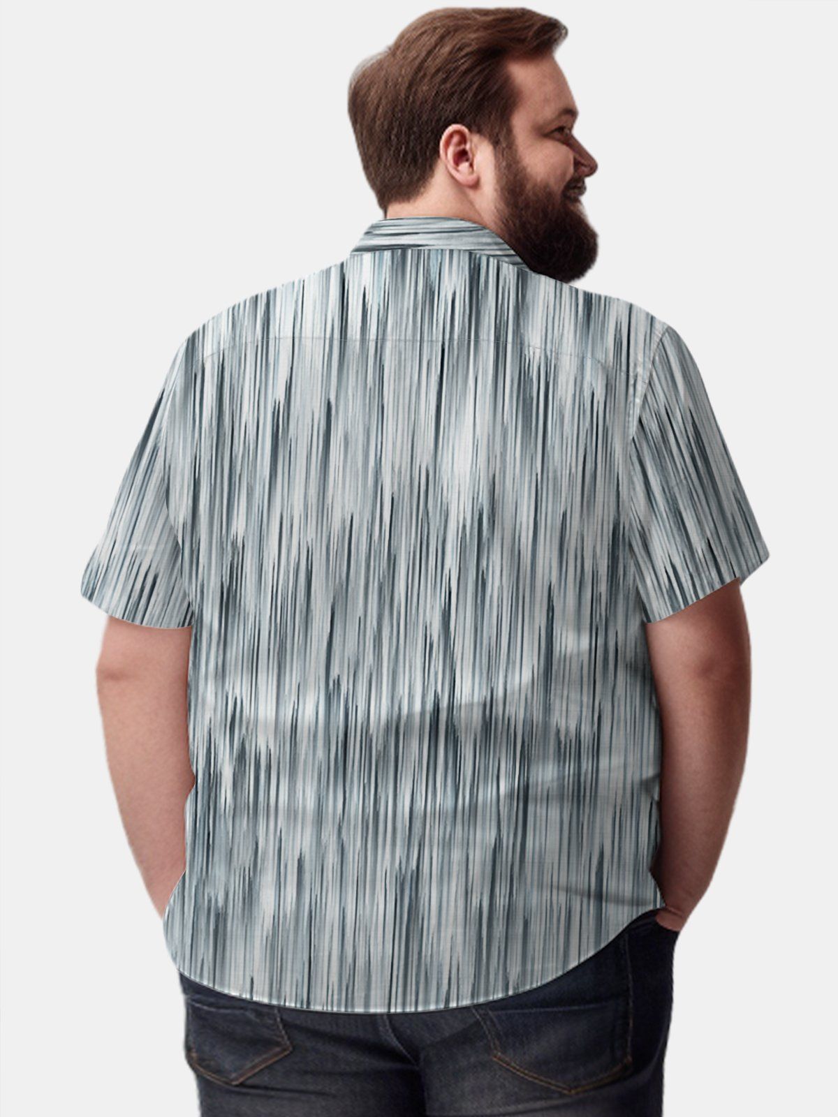 Big & Tall Men Retro Stripe Seersucker Shirts Design 01