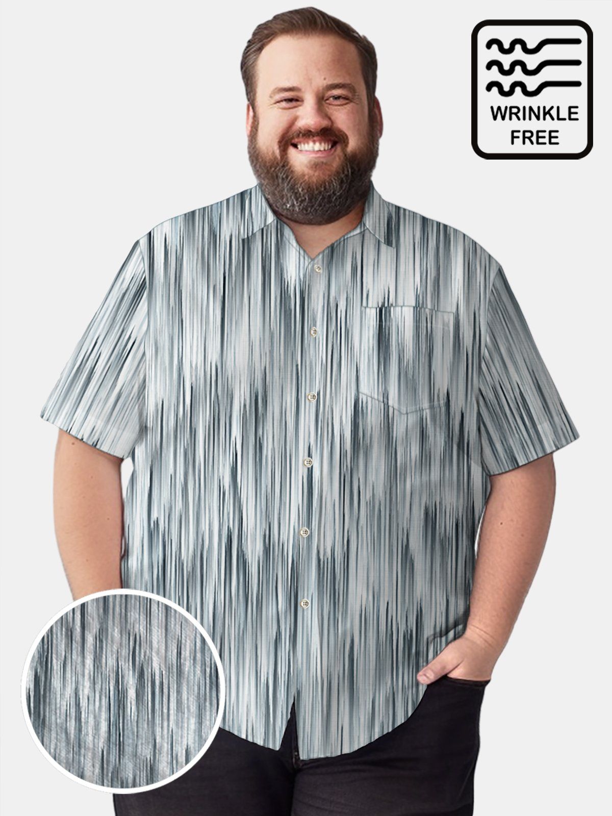Big & Tall Men Retro Stripe Seersucker Shirts Design 01 Big & Tall Men Retro Stripe Seersucker Shirts Design 01