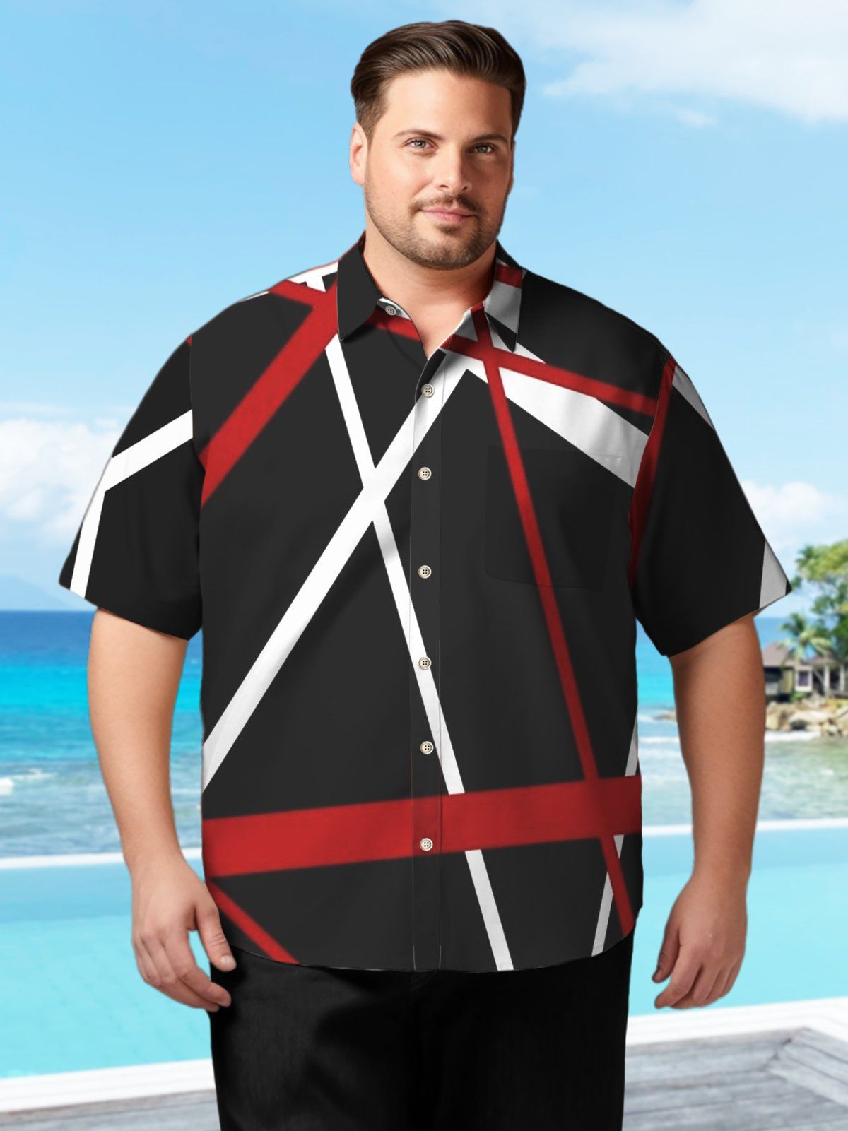 Big & Tall Music Rock Geometry Hawaiian Shirt Big & Tall Music Rock Geometry Hawaiian Shirt