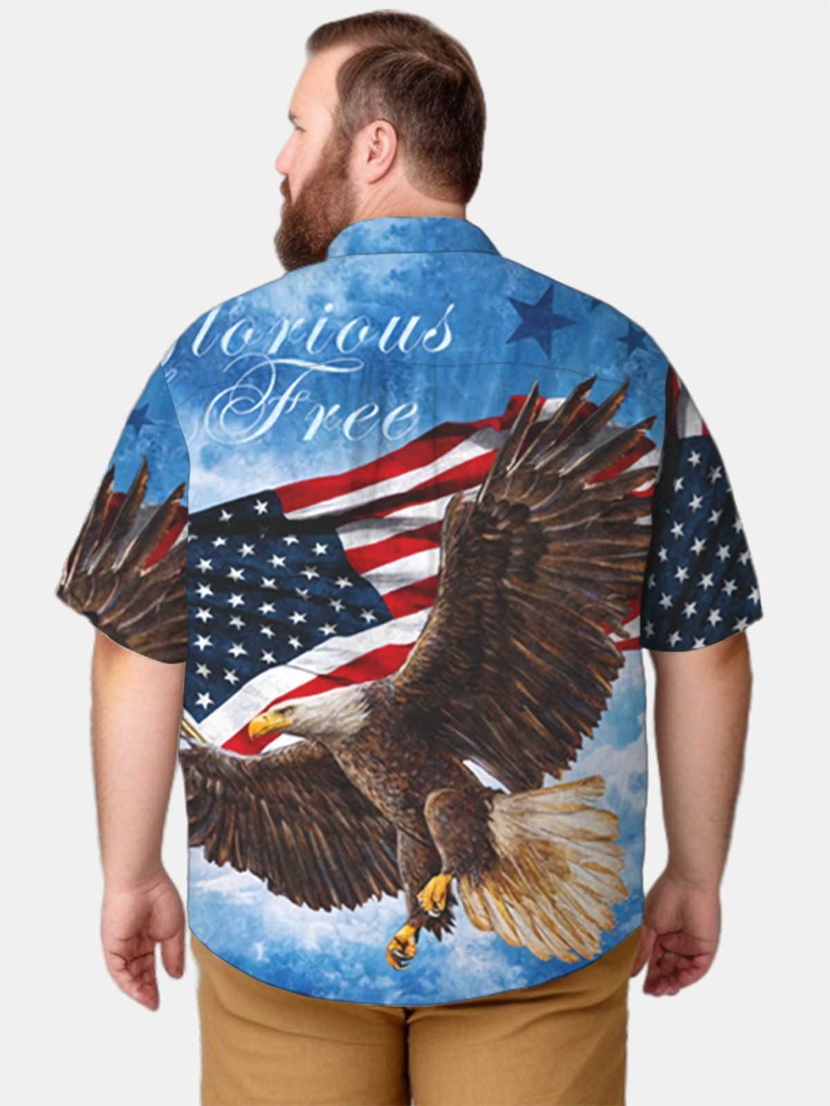 Big & Tall Patriot American Flag Bald Eagle Quick Drying Hawaiian Shirt