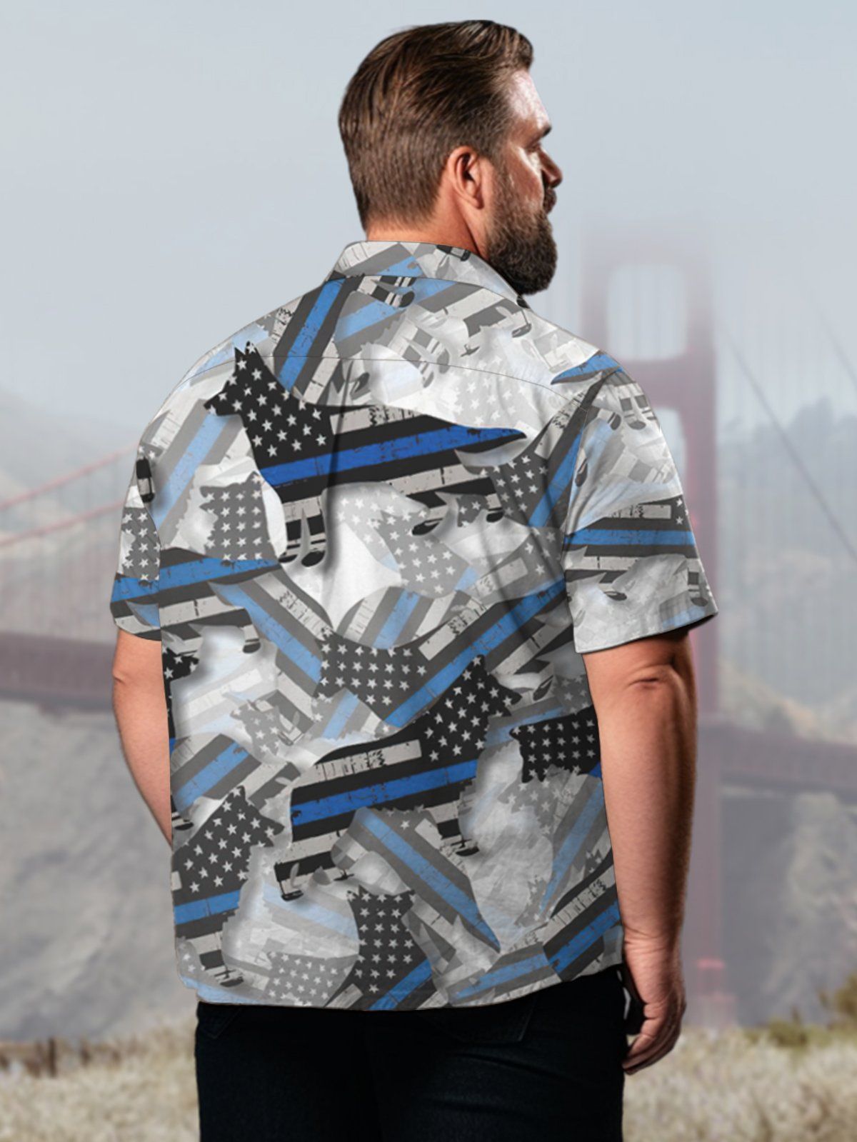 Big & Tall Patriot American Flag Free Seersucker Hawaiian Shirt