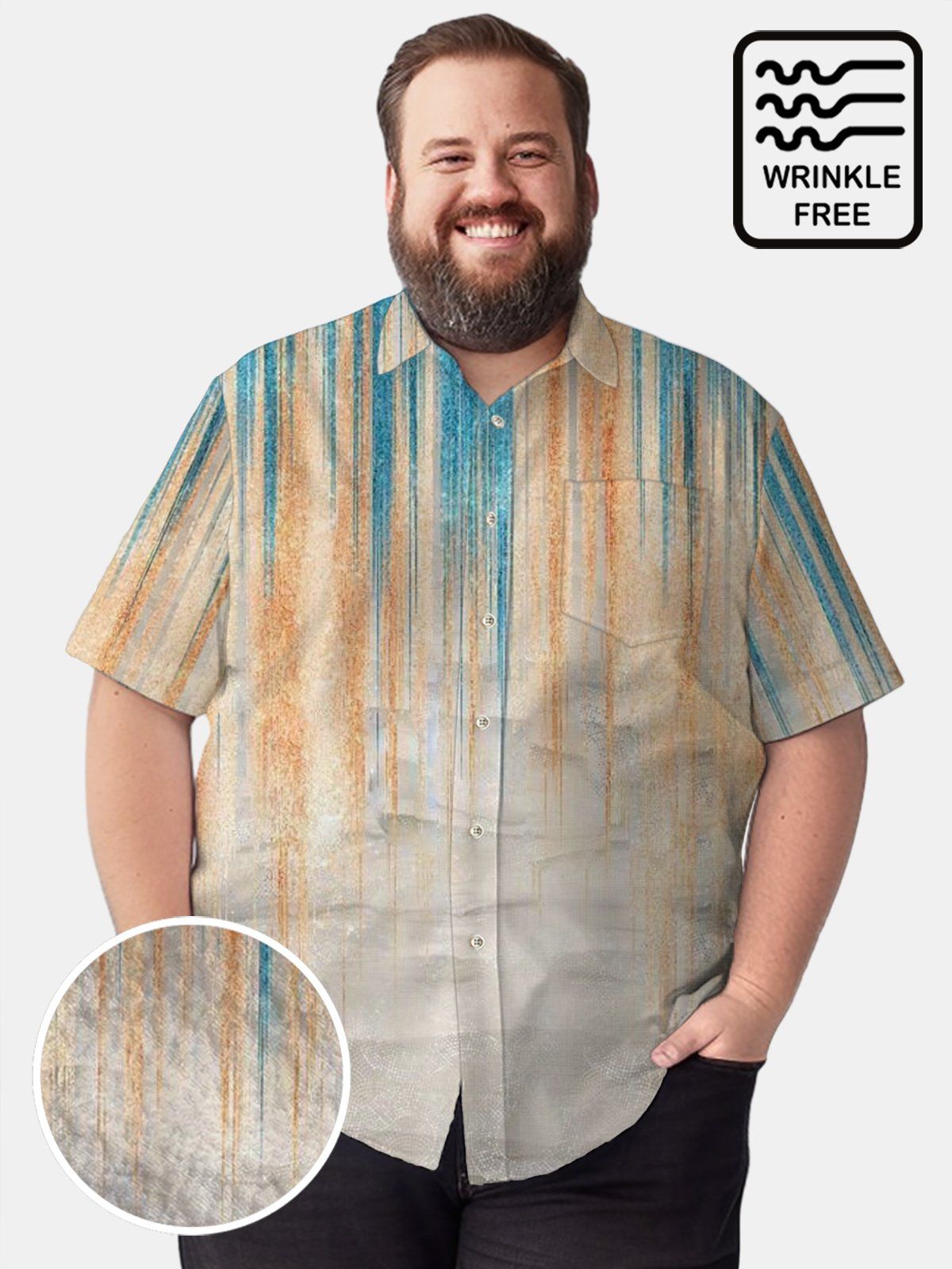 Big & Tall Retro Art Stripe Tie-Dye Free Seersucker Hawaiian Shirt Big & Tall Retro Art Stripe Tie-Dye Free Seersucker Hawaiian Shirt