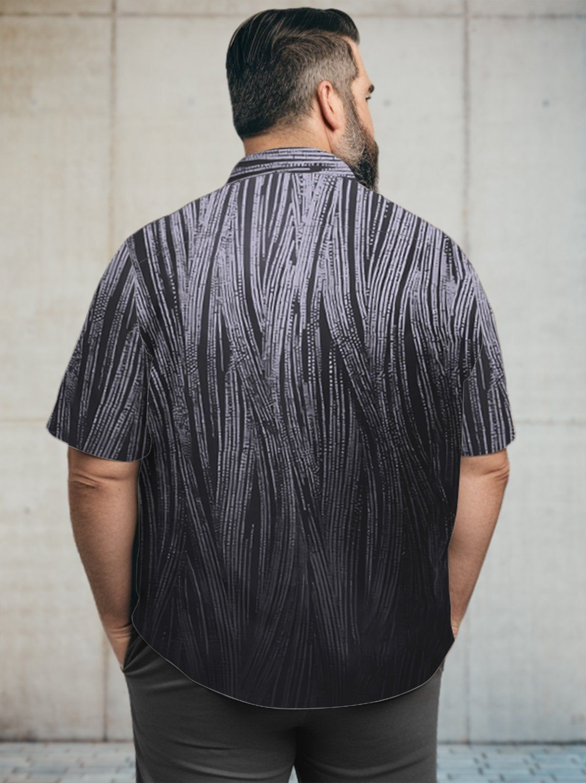 Big & Tall Retro Artistic Stripe Tie-Dye Free Seersucker Hawaiian Shirt