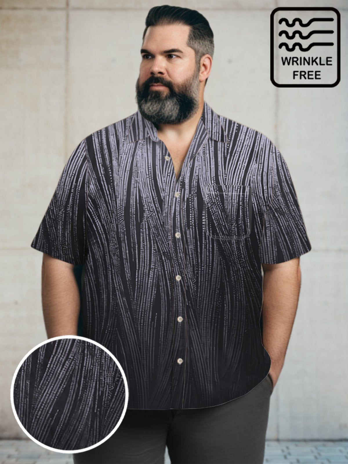 Big & Tall Retro Artistic Stripe TieDye Free Seersucker Shirts Design 01