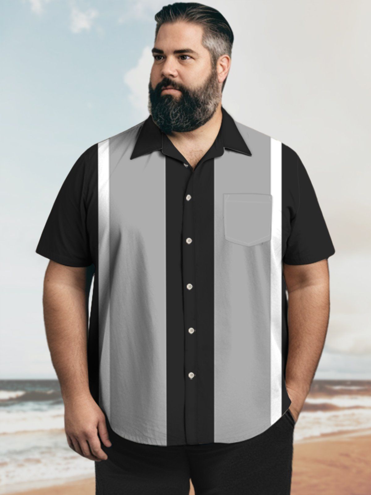 Big & Tall Retro Bowling Quick Drying Hawaiian Shirt