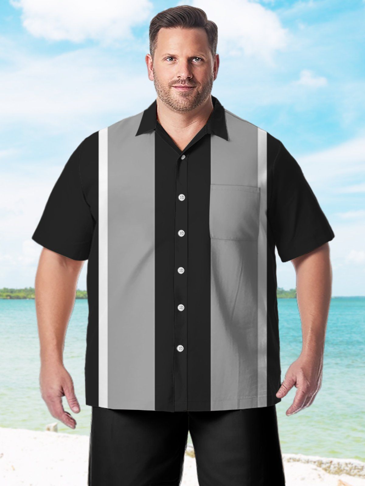 Big & Tall Retro Bowling Quick Drying Hawaiian Shirt Big & Tall Retro Bowling Quick Drying Hawaiian Shirt